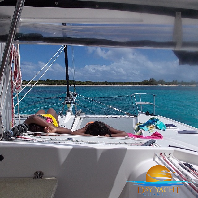 Guests swimming off the yacht swim platform, Fajardo Puerto Rico yacht charter